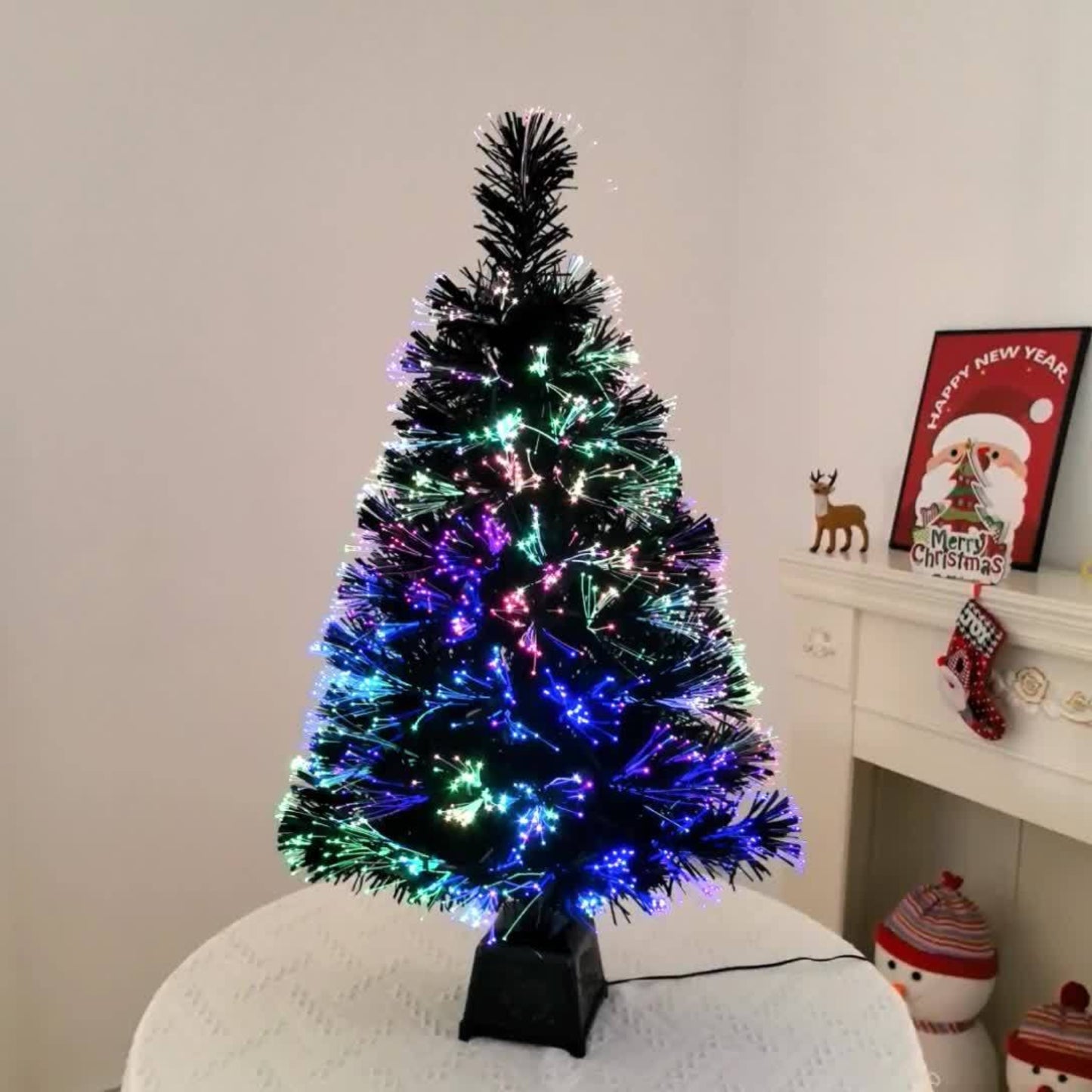 Künstlicher Weihnachtsbaum Schwarz LED Deko Mini Baum USB