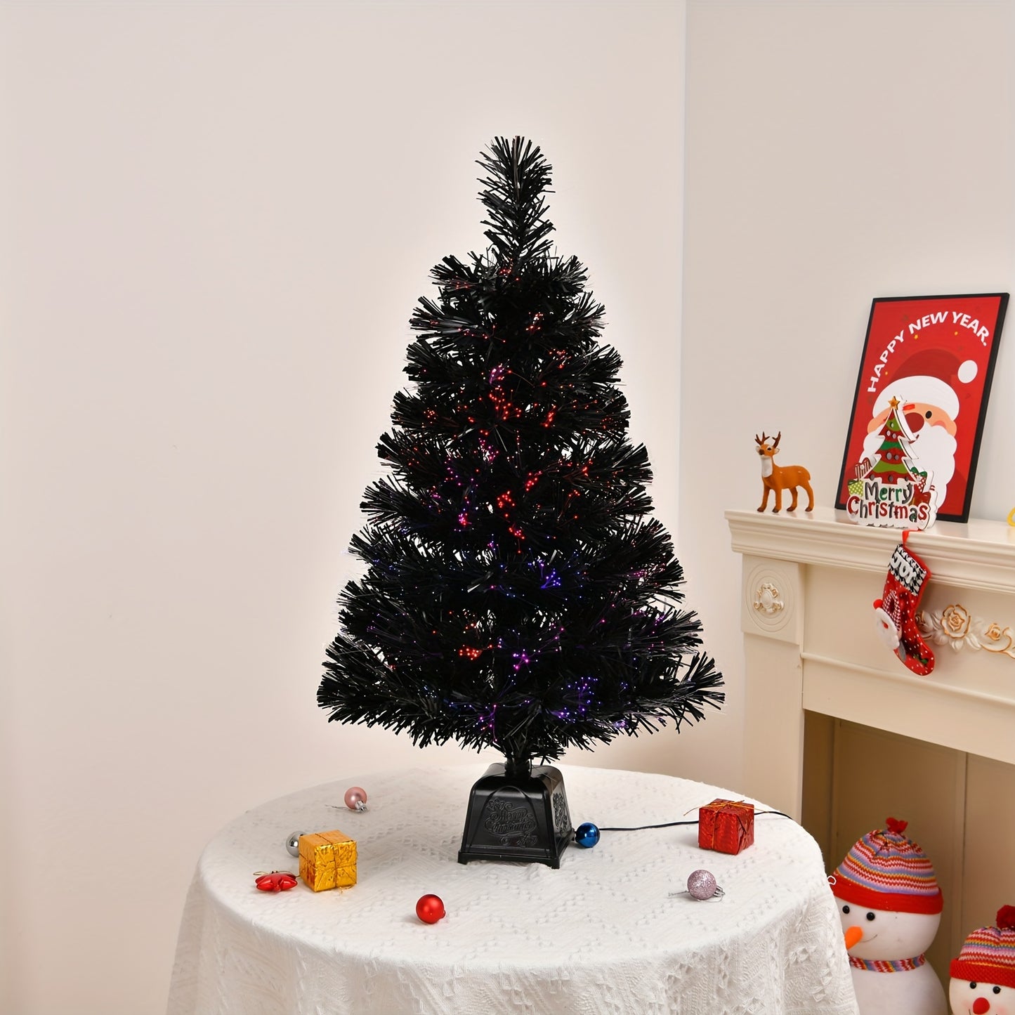 Künstlicher Weihnachtsbaum Schwarz LED Deko Mini Baum USB