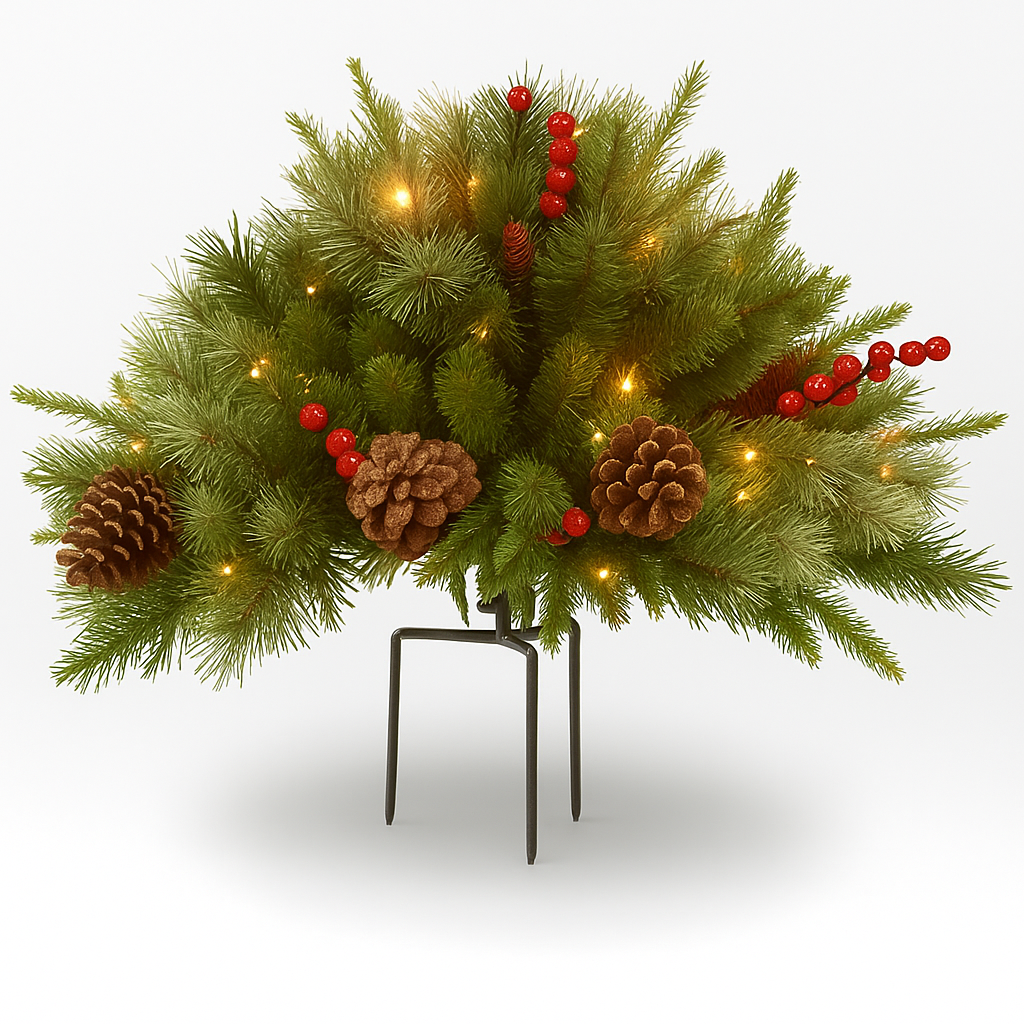 Artificial Christmas Tree Urn Filler LED Light Winter Decoration