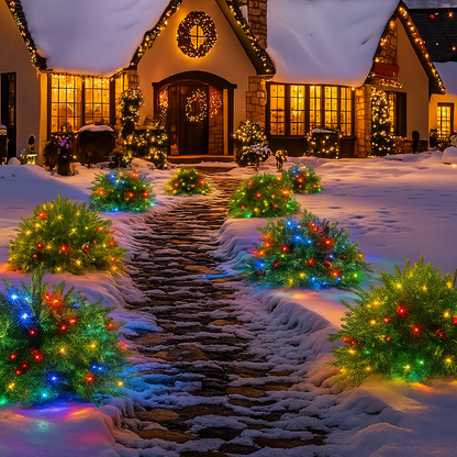 Artificial Christmas Tree Urn Filler LED Light Winter Decoration