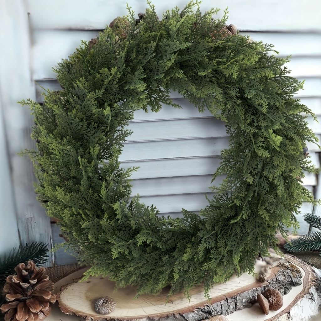 Künstlicher Zedernkranz Weihnachtsdeko Türkranz Kunststoff