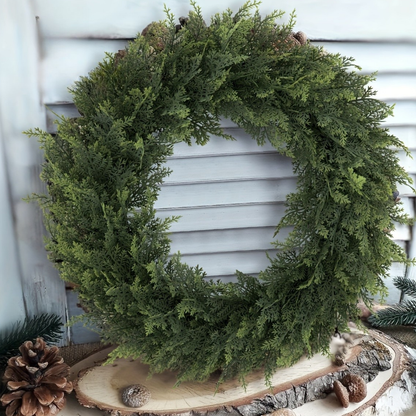Künstlicher Zedernkranz Weihnachtsdeko Türkranz Kunststoff