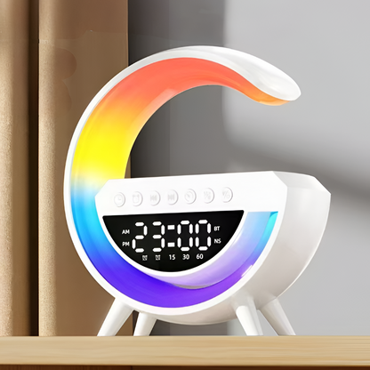 Cargador inalámbrico con reloj LED y luz