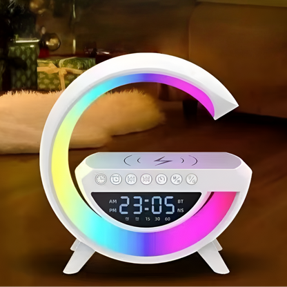Cargador inalámbrico con reloj LED y luz