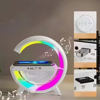 Cargador inalámbrico con reloj LED y luz