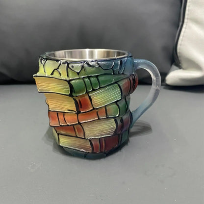 Kaffeetasse Buchdesign Vintage Kunstbecher Resin Edelstahl
