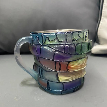 Kaffeetasse Buchdesign Vintage Kunstbecher Resin Edelstahl