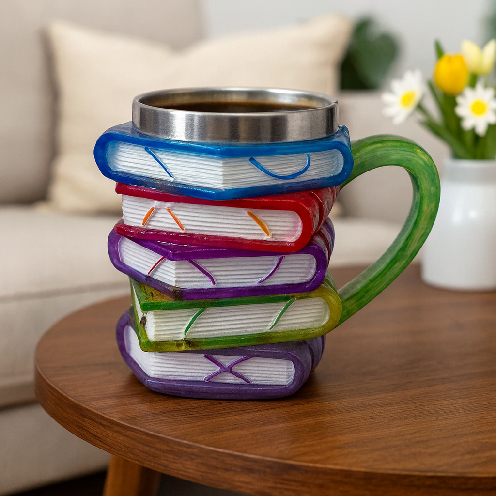 Kaffeetasse Buchdesign Vintage Kunstbecher Resin Edelstahl