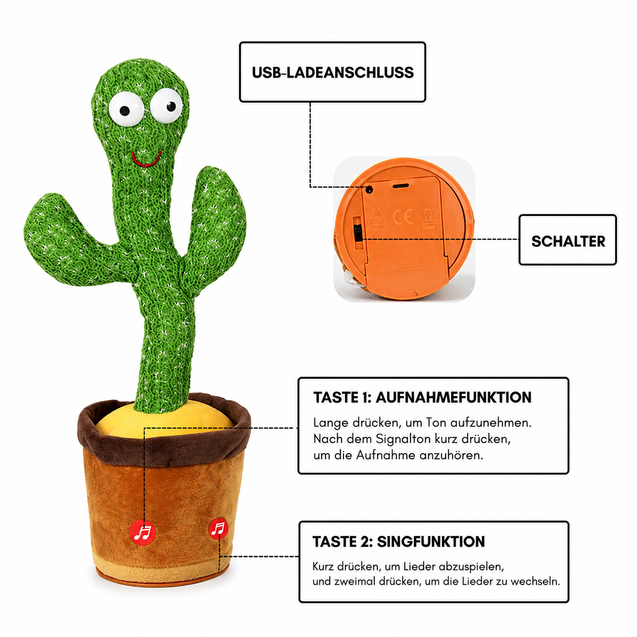 Jouet cactus dansant parlant musical pour enfants
