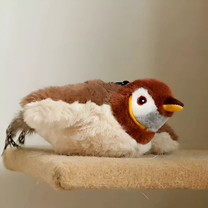 Spielzeugvogel für Haustiere mit Katzenminze, Federn und Plüsch