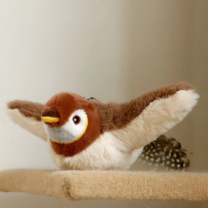 Spielzeugvogel für Haustiere mit Katzenminze, Federn und Plüsch