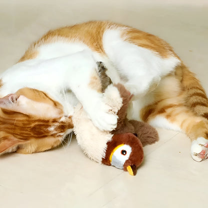 Spielzeugvogel für Haustiere mit Katzenminze, Federn und Plüsch