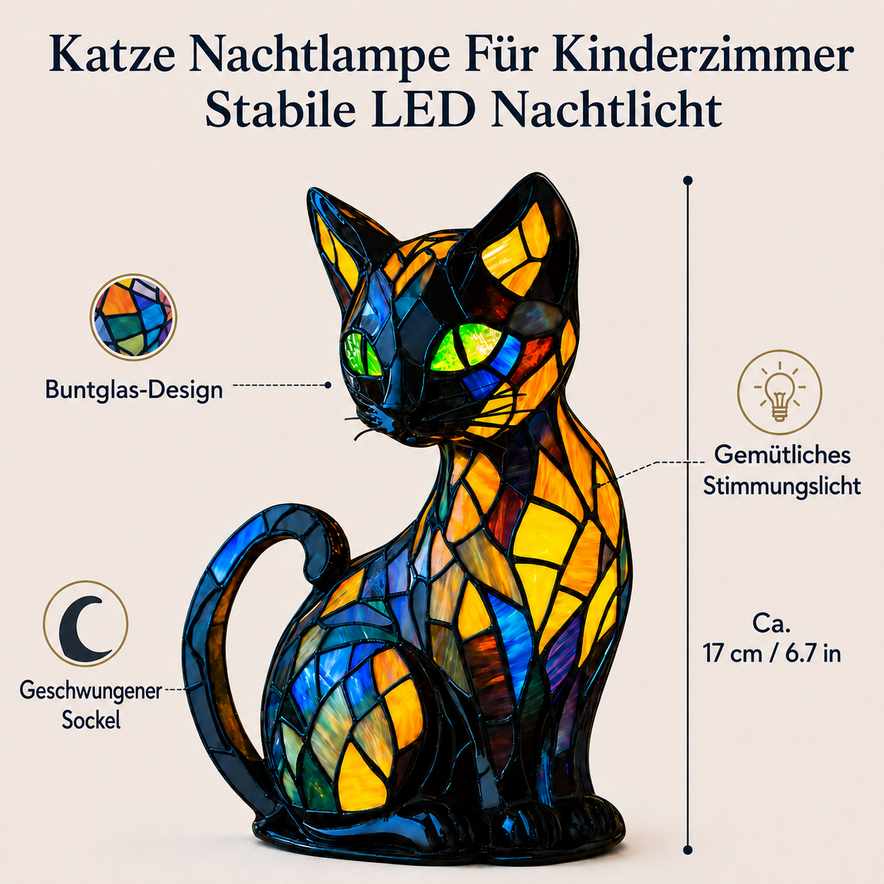 Katze Nachtlampe Für Kinderzimmer Stabile LED Nachtlicht