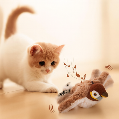 Katzenspielzeug Interaktiver Plüschvogel Geräuschfunktion