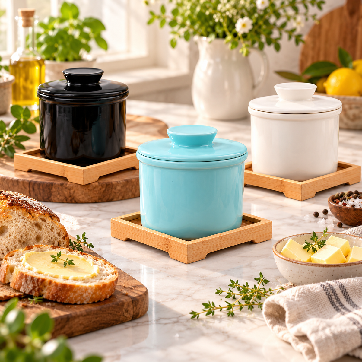 Keramischer Butterbehälter Mit Wasserabdichtung Küchenbedarf