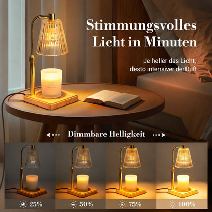 Kerzenwärmer Lampe Metall Holz Glas Tisch Dekoration