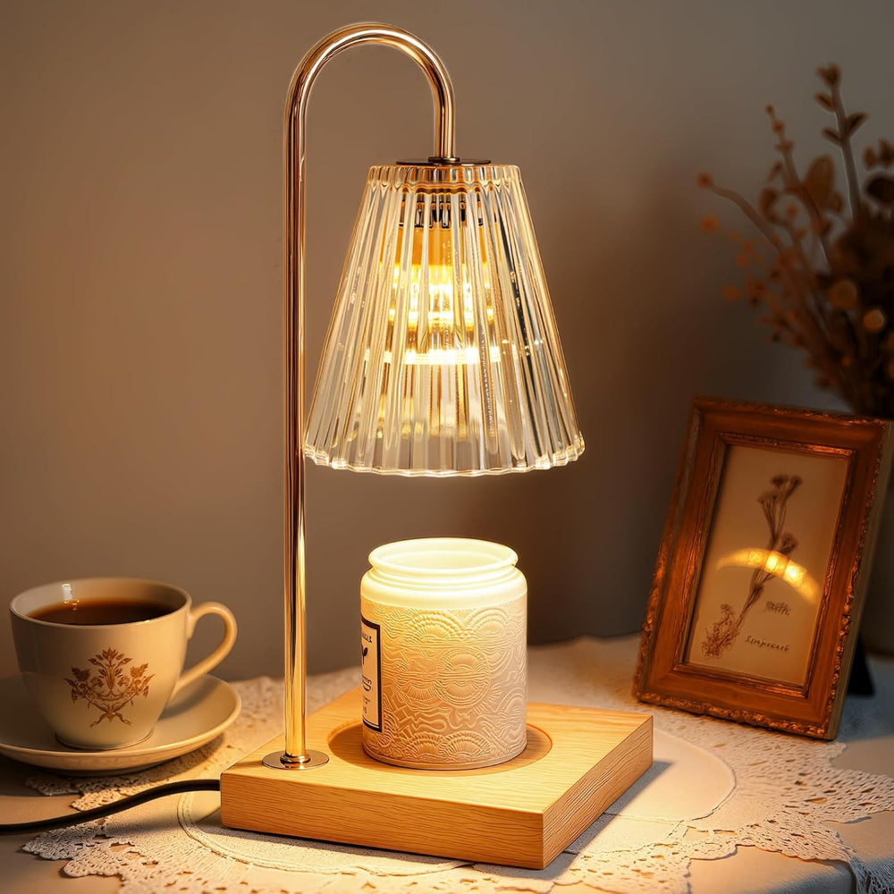 Kerzenwärmer Lampe Metall Holz Glas Tisch Dekoration