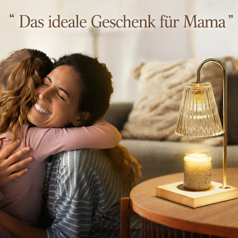 Kerzenwärmer Lampe Metall Holz Glas Tisch Dekoration