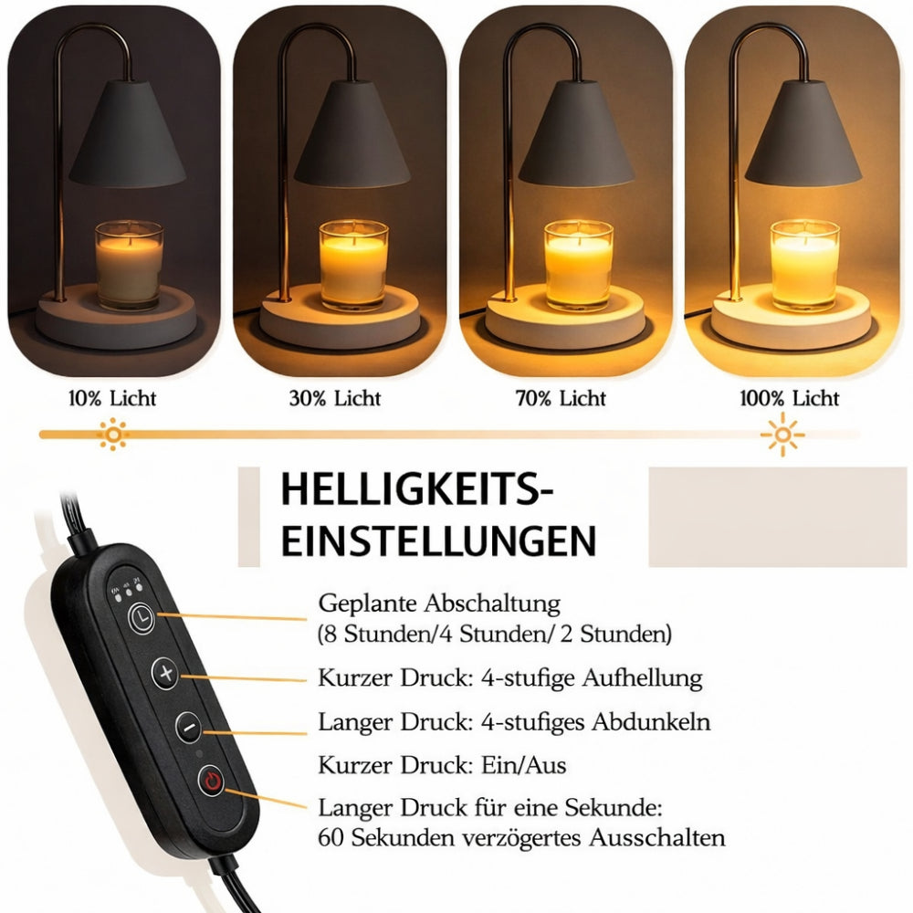 Kerzenwärmer Lampe Metall Holz Glas Tisch Dekoration