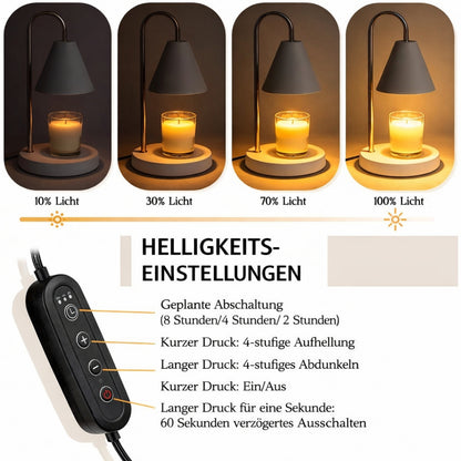 Kerzenwärmer Lampe Metall Holz Glas Tisch Dekoration
