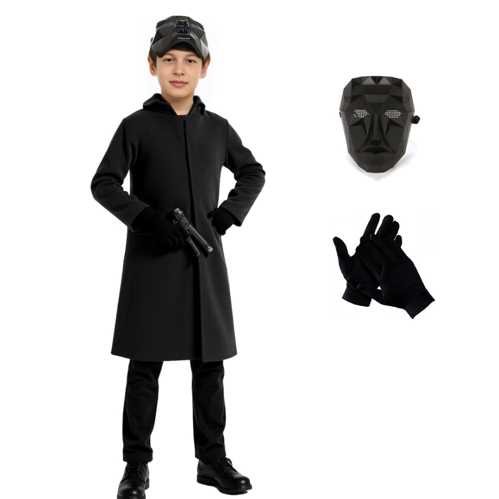 Schwarzes Kapuzen Kostüm Unisex Outfit