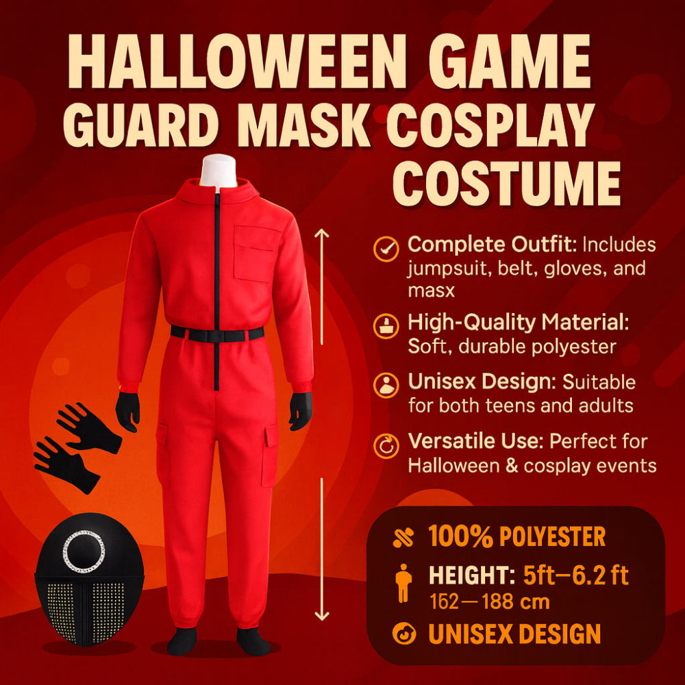 Roter Overall mit Maske Unisex Halloween Cosplay Kostüm