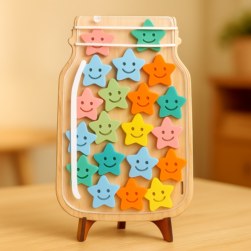 Kinder Belohnungstafel aus Holz mit Sternen