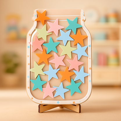 Kinder Belohnungstafel aus Holz mit Sternen