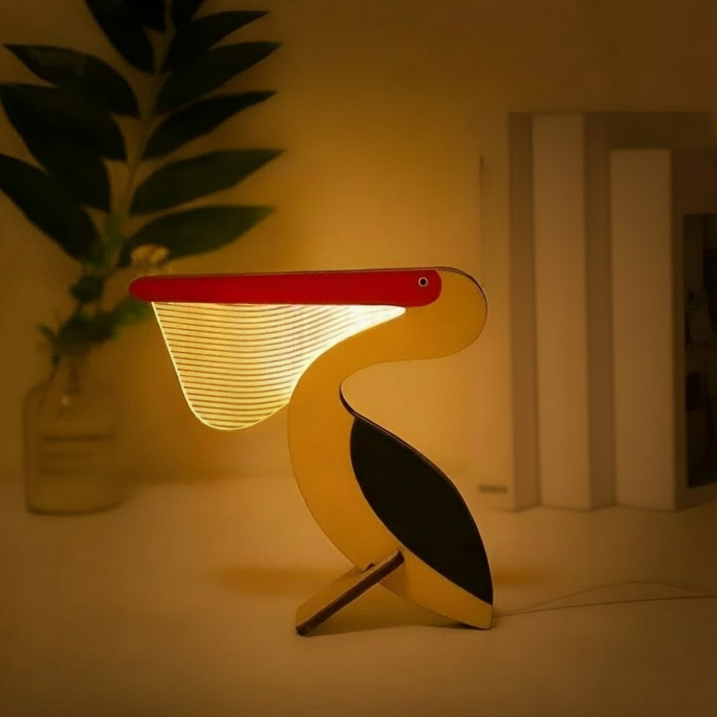 Kinderlampe Holz Leuchte Tiermotiv Deko Nachtlicht Design