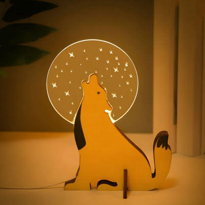 Kinderlampe Holz Leuchte Tiermotiv Deko Nachtlicht Design