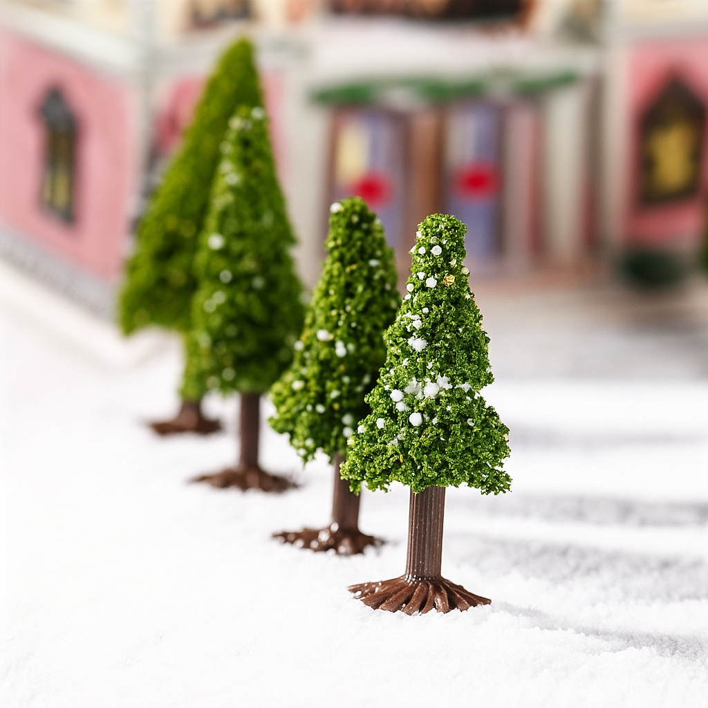 Kleine Weihnachtsbäume Set Tischdekoration Kunststoff Flocked