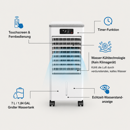 Climatiseur Refroidisseur d'air Appareil de refroidissement portable Télécommande