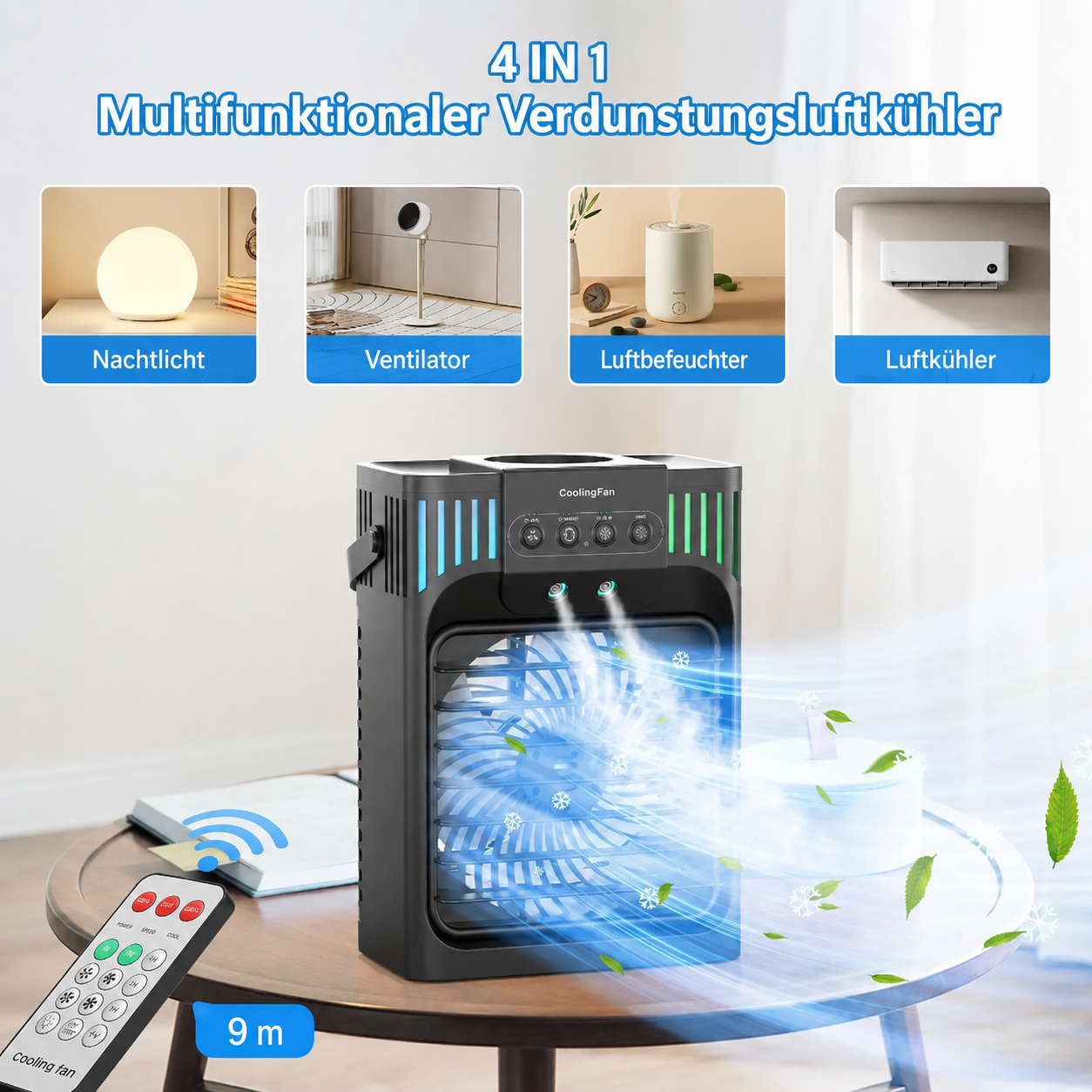 Climatiseur mobile refroidisseur d'air de table avec télécommande