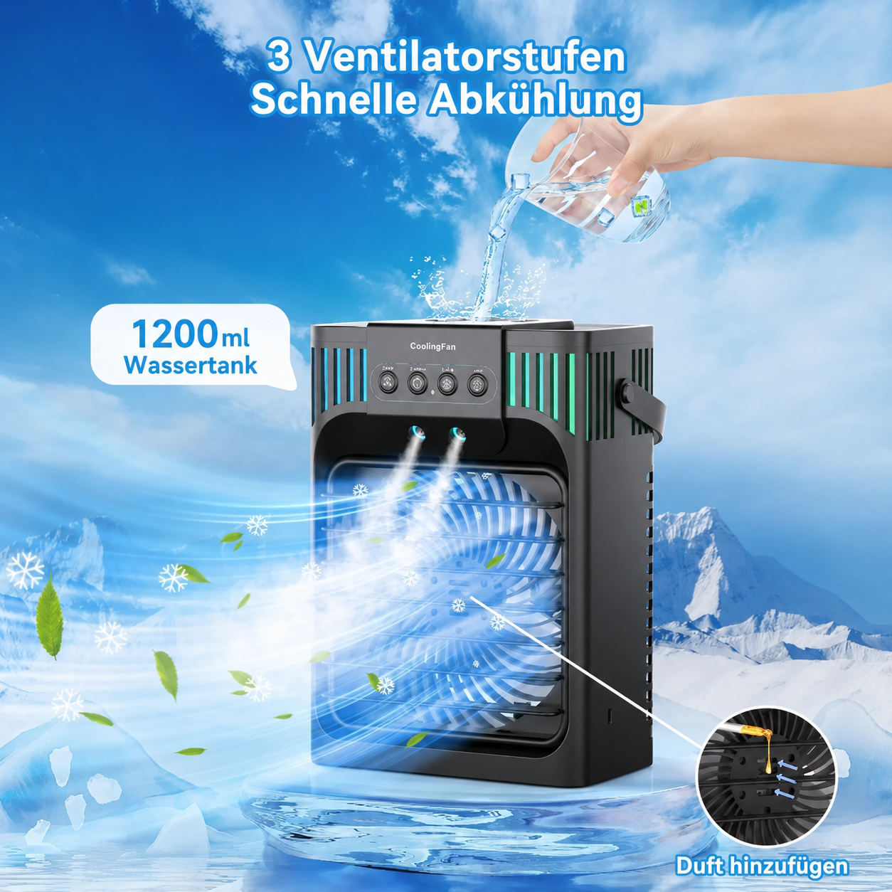 Climatiseur mobile refroidisseur d'air de table avec télécommande