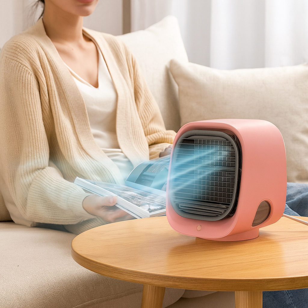 Klimagerät Mini Luftkühler Befeuchter Kompakt Tischgerät
