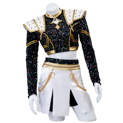Costume de danse pailleté pour filles, noir et or, set