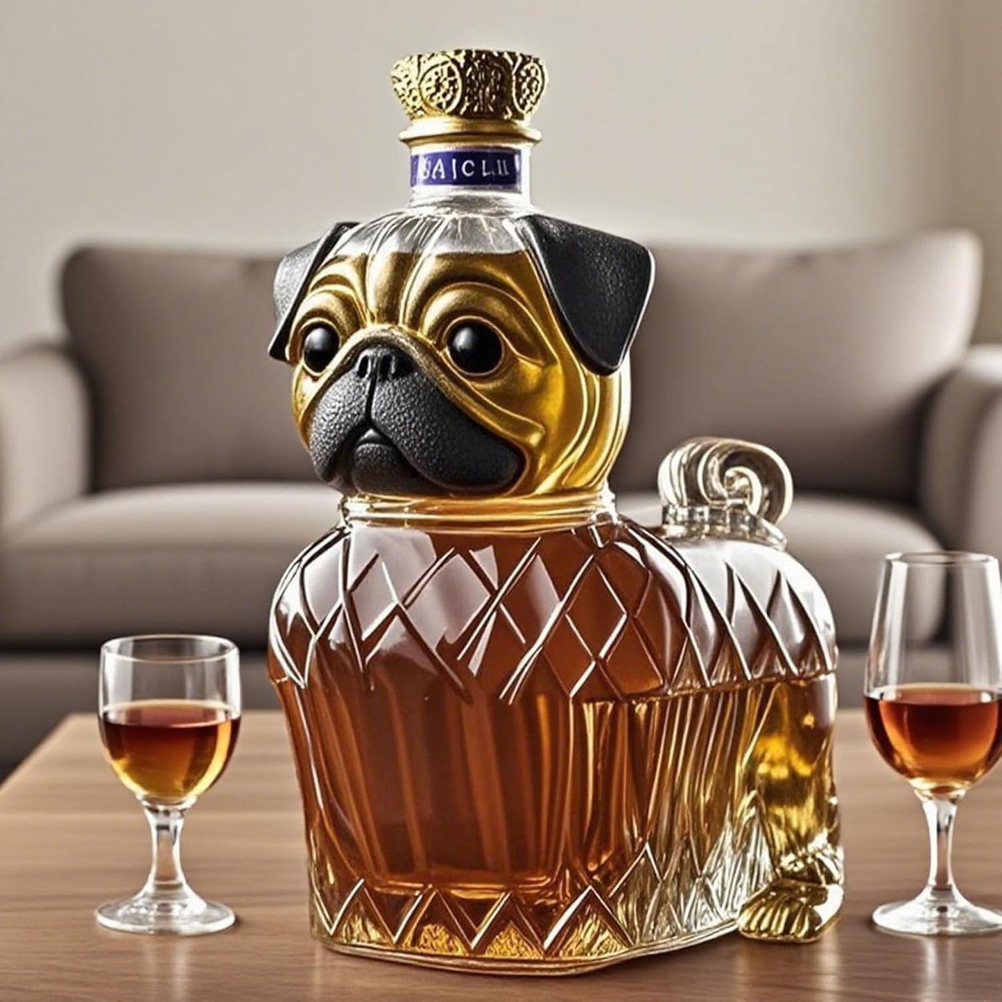 Kristall Whiskeykaraffe Hund Glas Dekanter