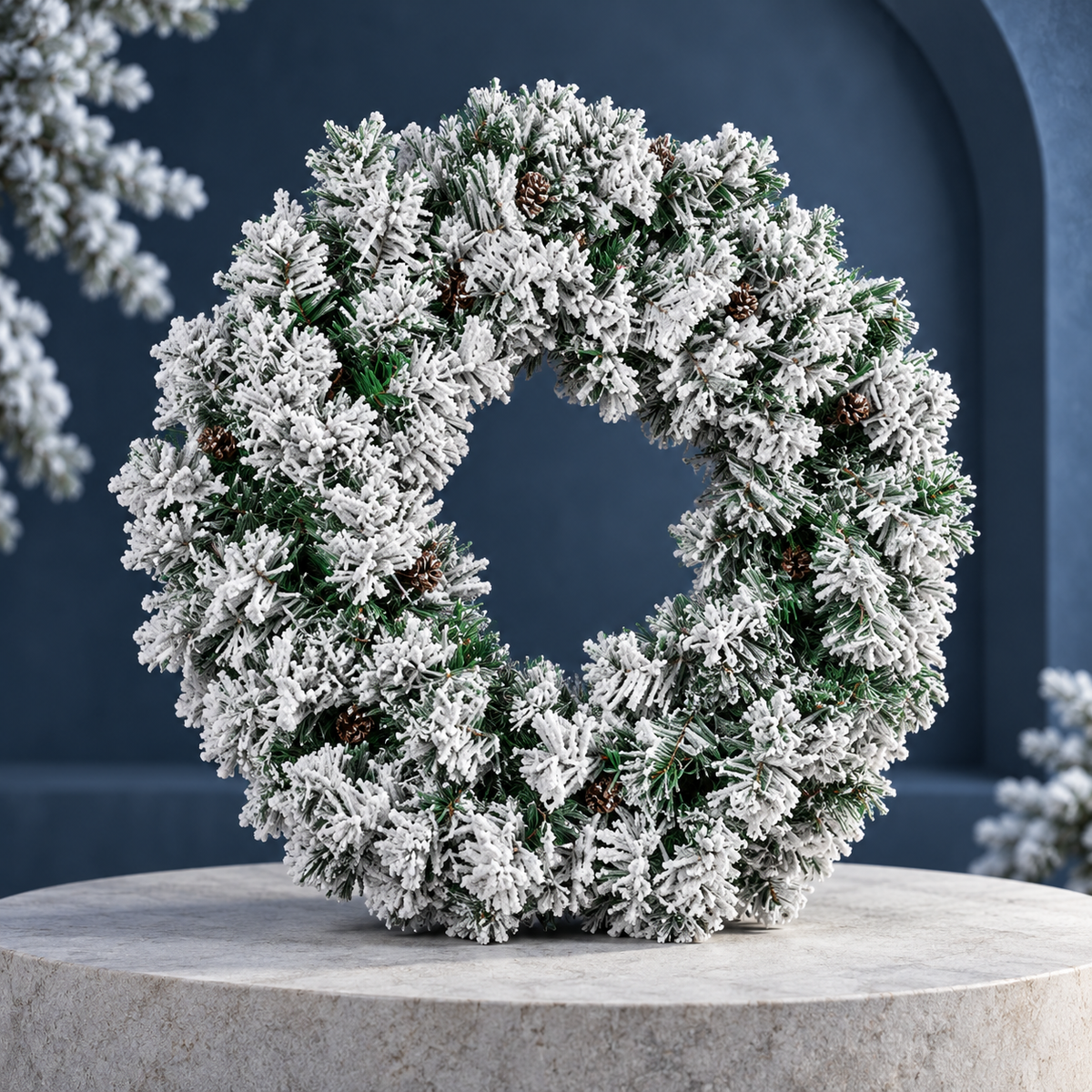 Kunststoff Weihnachtskranz Flocken Wohnzimmer Festlich
