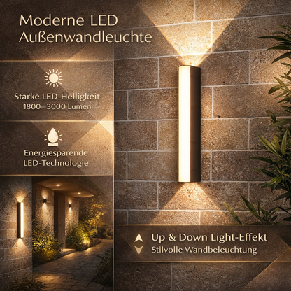 Lampada da parete esterna LED moderna in metallo resistente alle intemperie