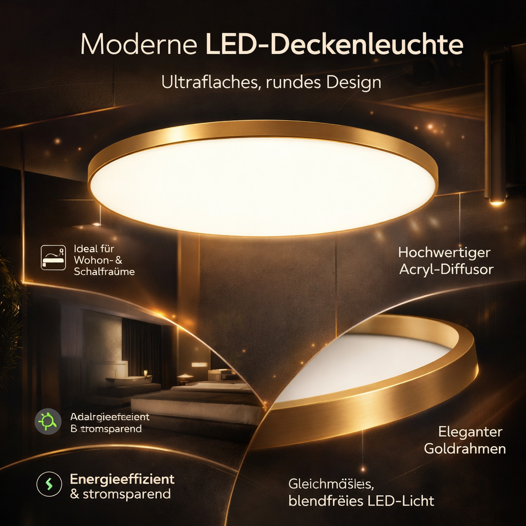 Plafonnier LED rond plat moderne acrylique