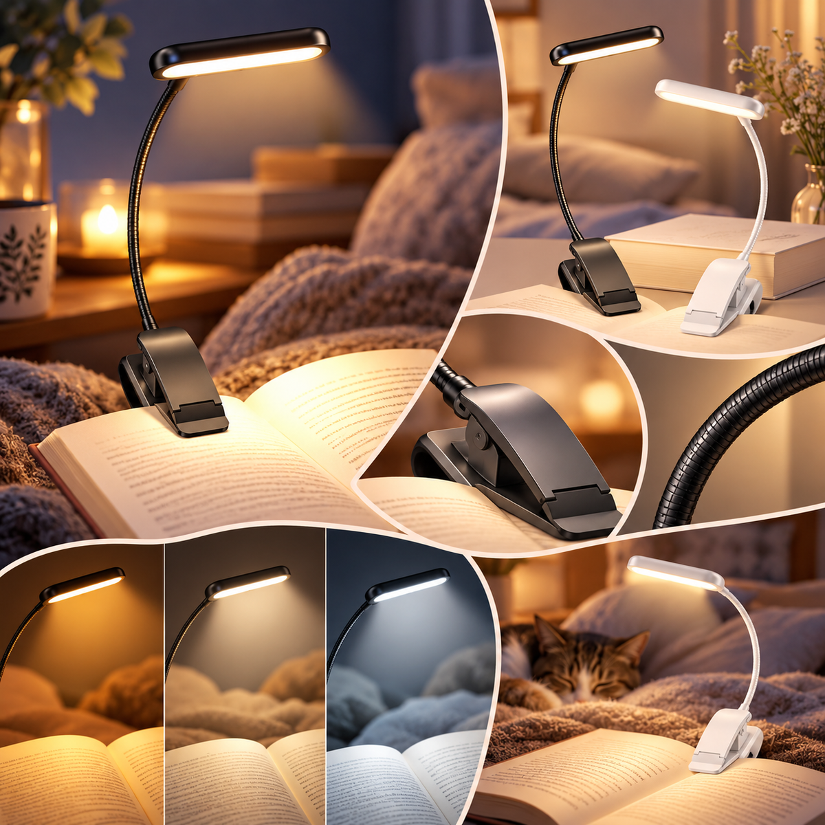 LED Leselampe Mit Clip Dimmbare USB Flexibel Und Tragbar