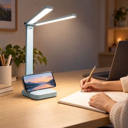 LED Schreibtischlampe Mit Handyhalterung Faltbare Homeoffice