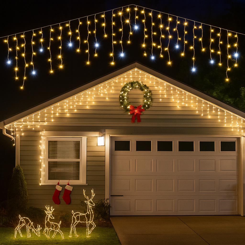 Curtain Lights Outdoor LED Waterproof Warm White