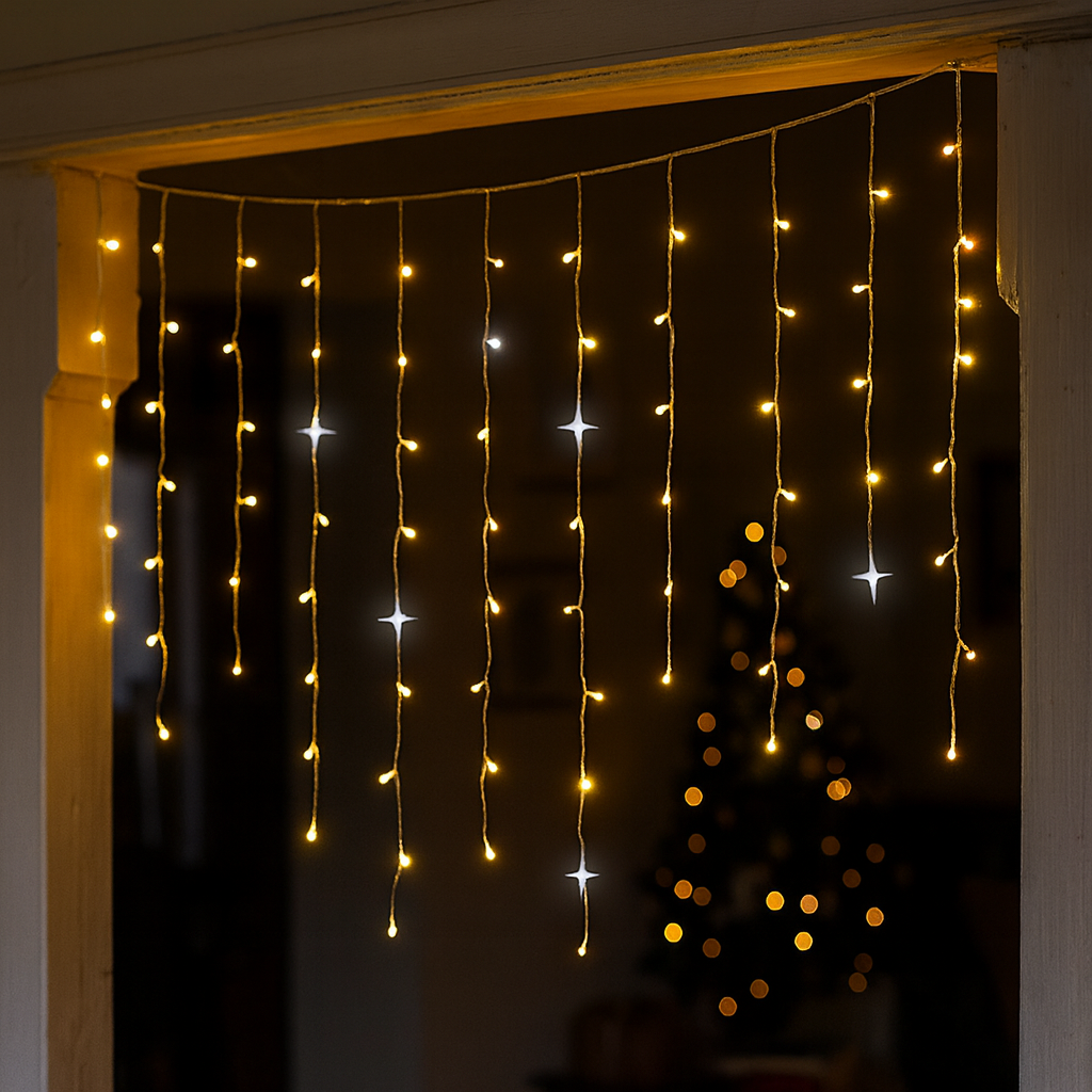 Curtain Lights Outdoor LED Waterproof Warm White