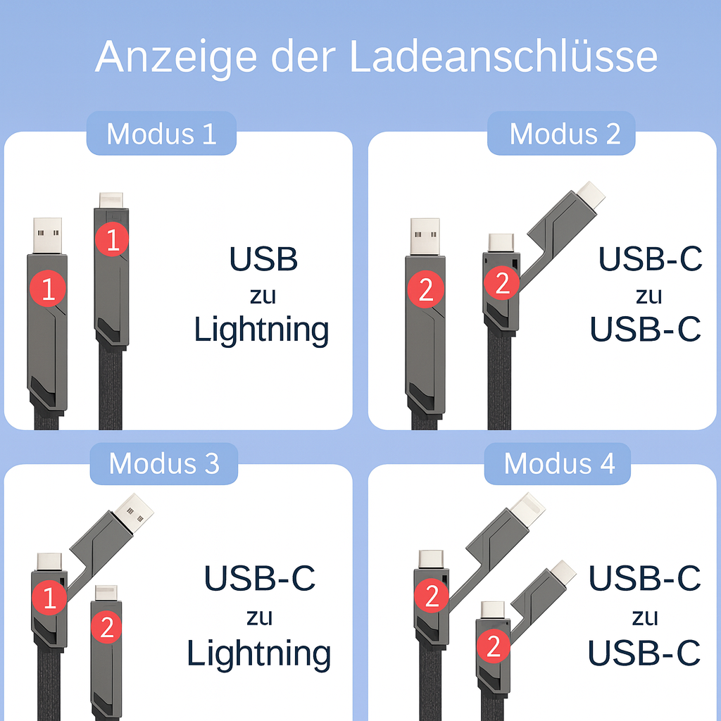 Câble de charge multi USB Type C Lightning charge rapide câble de données