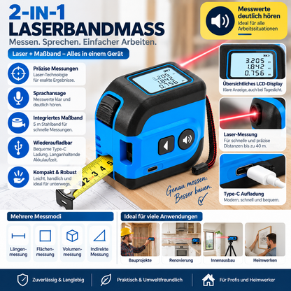 Laserbandmaß Mit Sprachansage Wiederaufladbar Bauprojekte