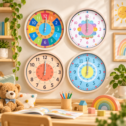Lehrreiche Wanduhr Für Kinder Bunt Lernuhr Selbstlernen