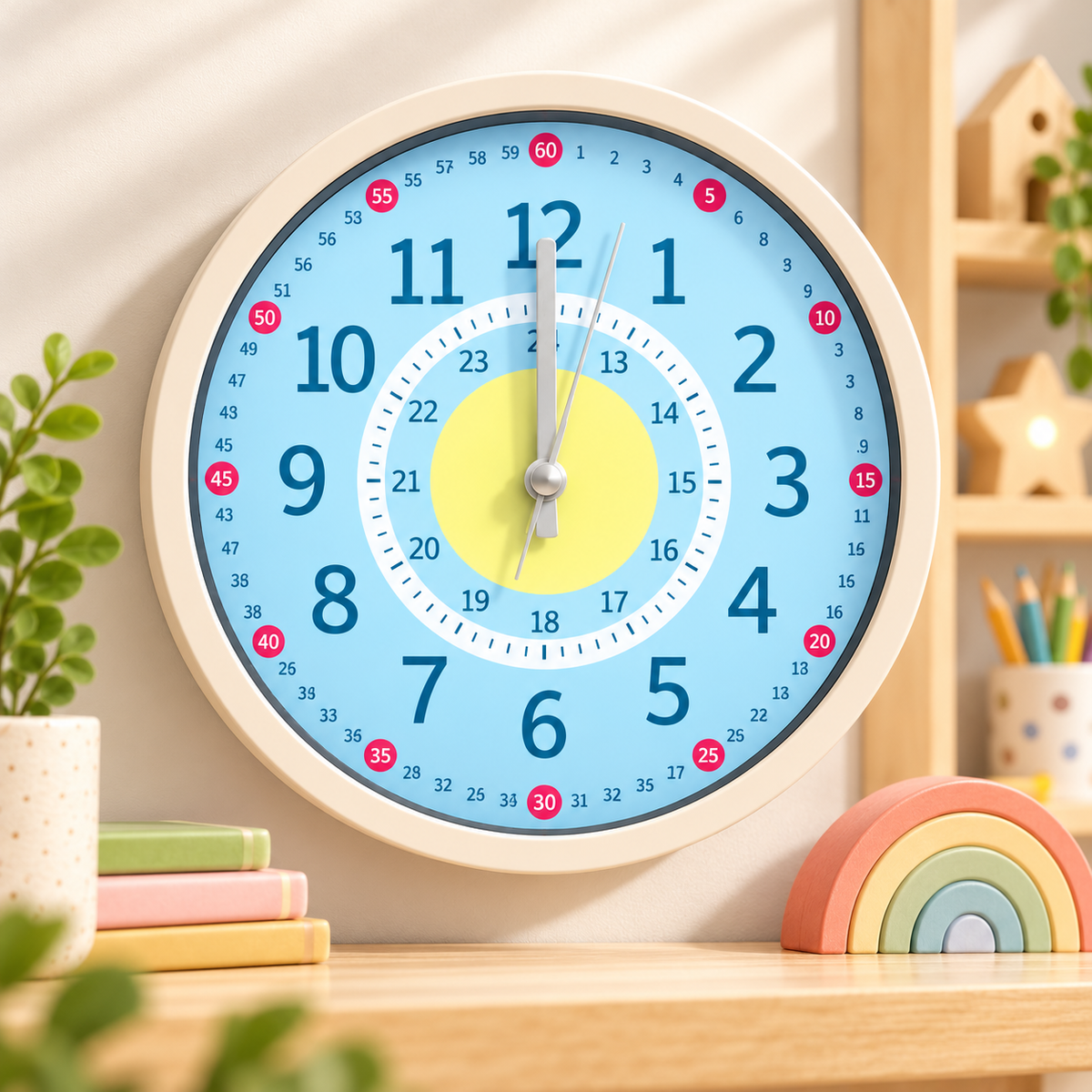 Lehrreiche Wanduhr Für Kinder Bunt Lernuhr Selbstlernen