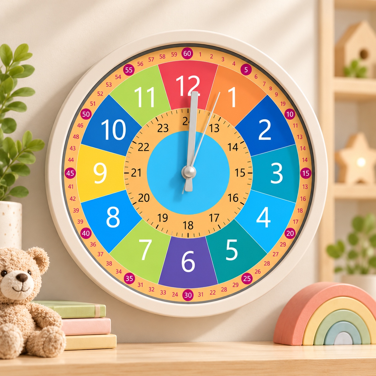 Lehrreiche Wanduhr Für Kinder Bunt Lernuhr Selbstlernen