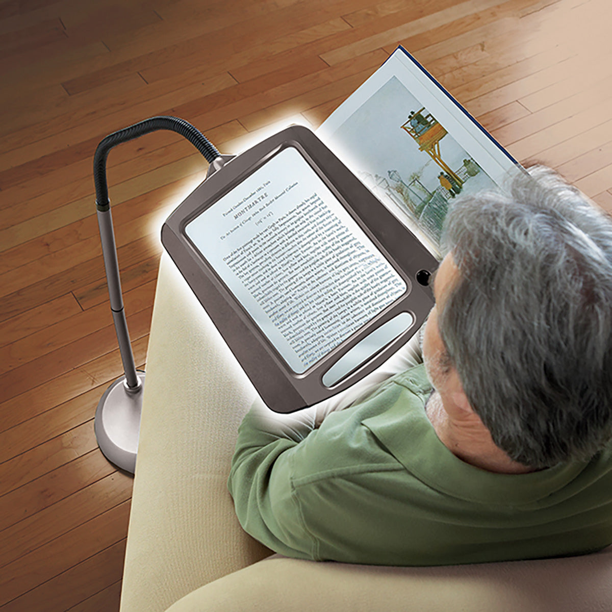 Leselampe Standlupe LED Lampe Full Page Vergrößerung Lesen2